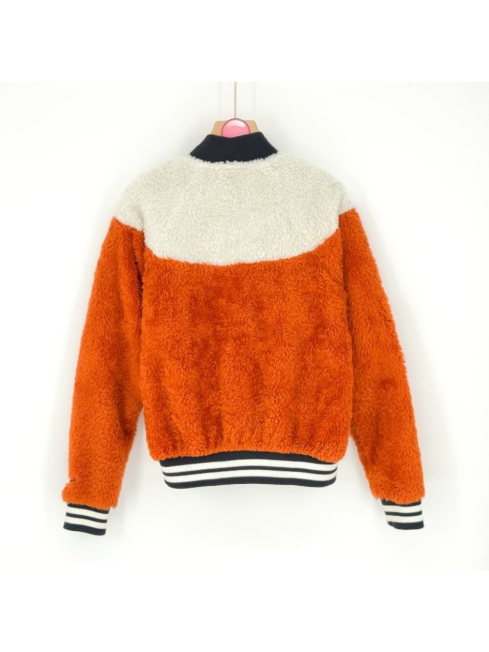 Nike Women's "Wolf" Sherpa Sport Fleece Bomber Jacket Orange Cream Women's Small - Picture 2 of 8
